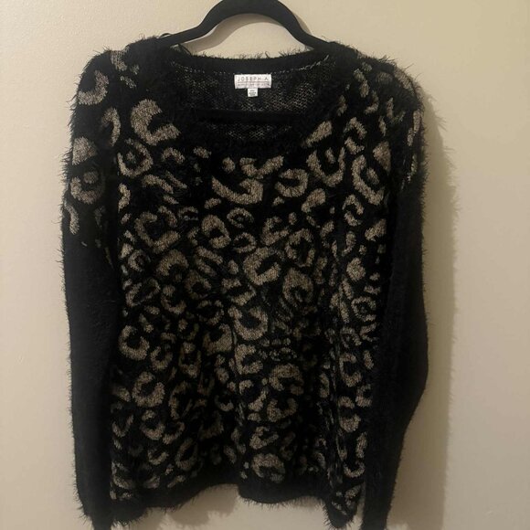 Plus Size Joseph A Leopard Eyelash Knit Sweater XXL - Picture 1 of 4